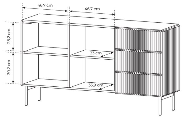 MUTI k | komoda 147 2D3S | 147 cm | kašmír