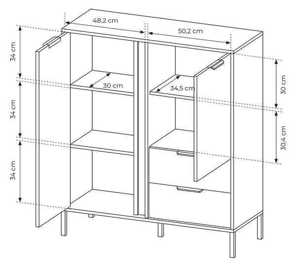 LARS a | komoda 2D2S | 123,4 cm | antracit