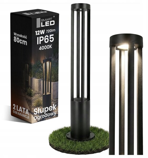 Černý venkovní osvětlovací sloupek 230 V, 12 W, 80 cm, IP65, 720 lm, neutrální bílá
