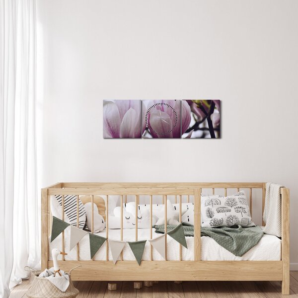 Obraz - Magnolie (s hodinami) (90x30 cm)