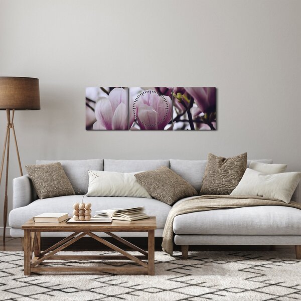 Obraz - Magnolie (s hodinami) (90x30 cm)