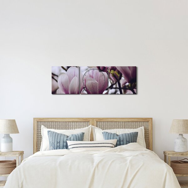 Obraz - Magnolie (s hodinami) (90x30 cm)
