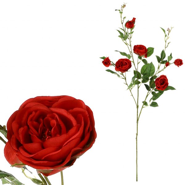 Růže s devíti květy, barva červená, umělá květina KT7908-RED