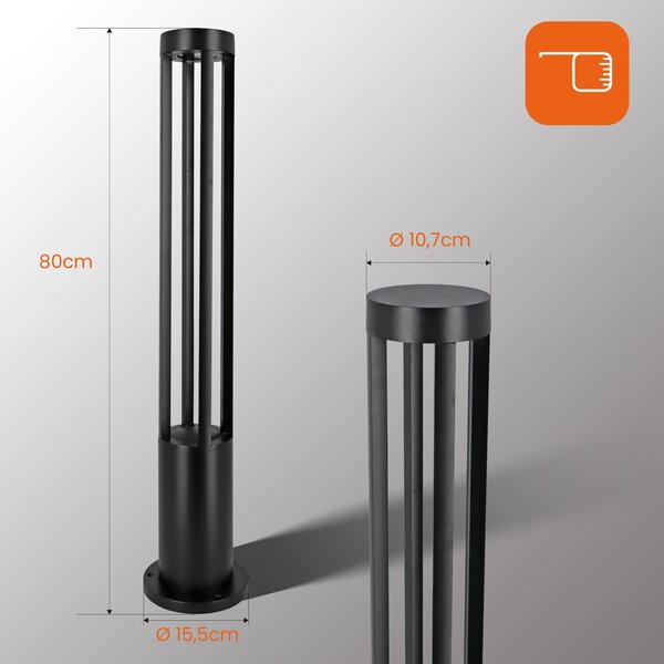 Černý venkovní osvětlovací sloupek 230 V, 12 W, 80 cm, IP65, 720 lm, neutrální bílá