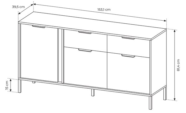 Obývací stěna LARS A | 4 díly | 430 cm + 96,9x60 cm | antracit