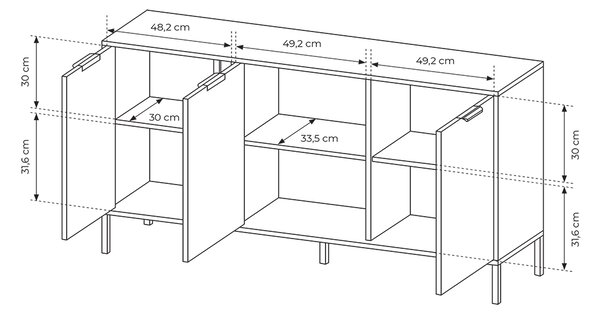LARS a | komoda 153 3D | 153,1 cm | antracit
