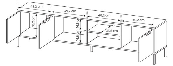 LARS a | TV stolek RTV 203 3D | 202,9 cm | antracit