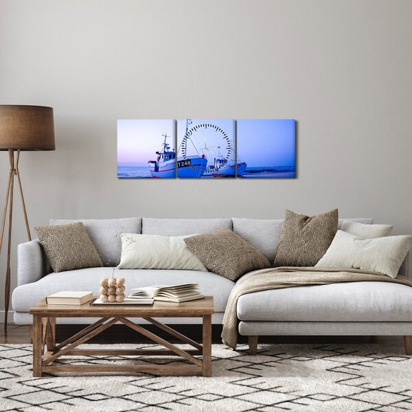 Obraz - Vylodění za soumraku (s hodinami) (90x30 cm)