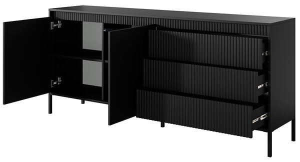 Obývací stěna SENSO A | 4 díly | 444 cm + 68x68 cm | černá