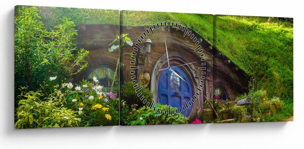 Obraz - Hobitín (s hodinami) (90x30 cm)