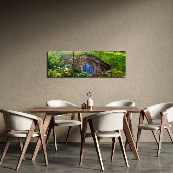 Obraz - Hobitín (s hodinami) (90x30 cm)