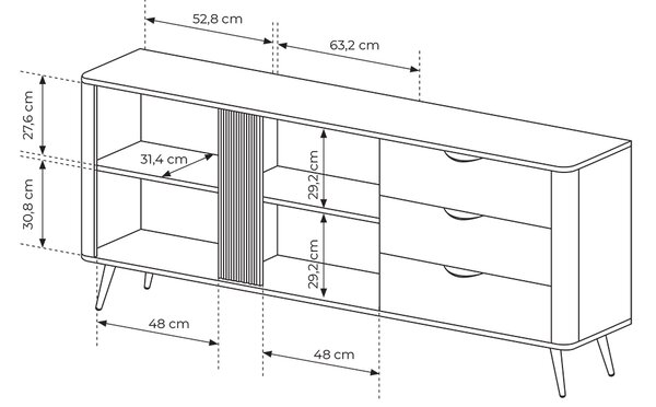 Obývací stěna VERIS A | 3 díly | 471 cm | dub dunin