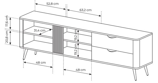 Obývací stěna VERIS A | 3 díly | 471 cm | dub dunin