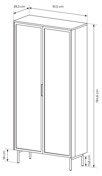 LUMI d | vysoká vitrína 91 2D2S + LED | 91,5 cm | dub dunin/černá