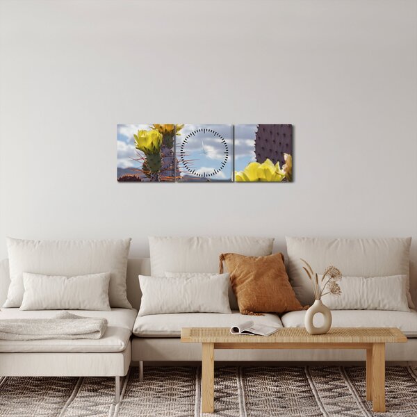 Obraz opuncie (s hodinami) (90x30 cm)