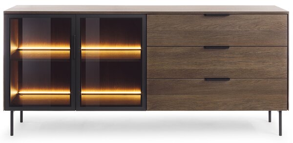 LUMI d | komoda 181 2D3S + LED | 181 cm | dub dunin/černá