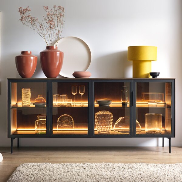 LUMI d | komoda 181 4D + LED | 181 cm | dub dunin/černá