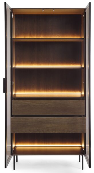 LUMI d | vysoká vitrína 91 2D2S + LED | 91,5 cm | dub dunin/černá