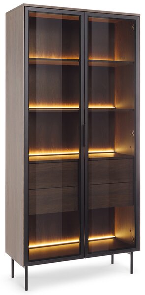 LUMI d | vysoká vitrína 91 2D2S + LED | 91,5 cm | dub dunin/černá