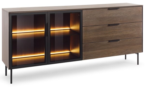 LUMI d | komoda 181 2D3S + LED | 181 cm | dub dunin/černá