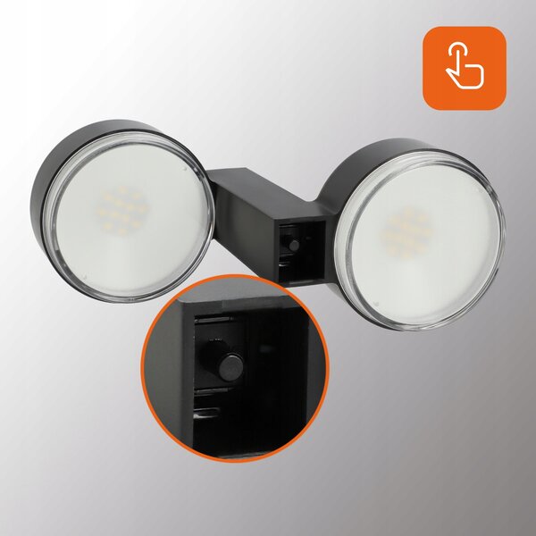 LED solární dvouramenné zápichové svítidlo, 55 cm, 100 lm, 3000 K, IP65