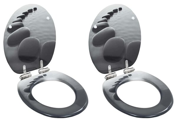 WC sedátko s funkcí pomalého sklápění 2 ks MDF motiv kamínků 276996