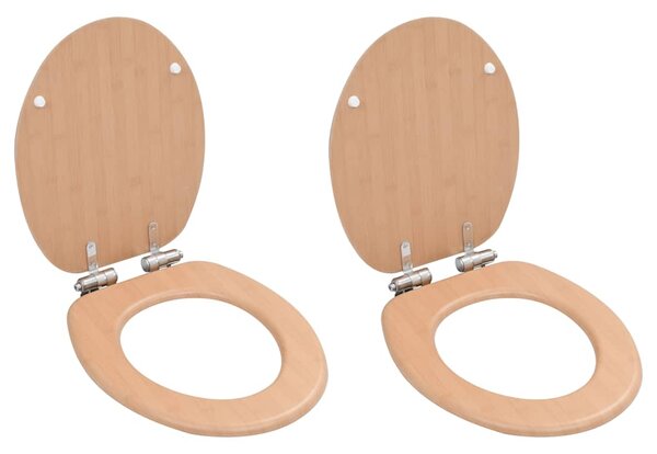 WC sedátko s funkcí pomalého sklápění 2 ks MDF motiv bambusu 276994
