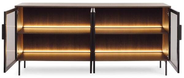 LUMI d | komoda 181 4D + LED | 181 cm | dub dunin/černá