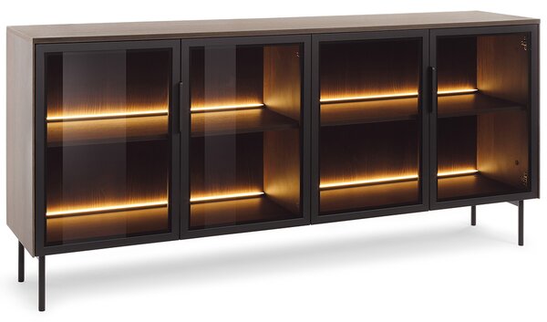 LUMI d | komoda 181 4D + LED | 181 cm | dub dunin/černá