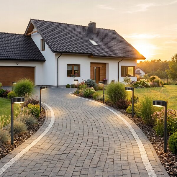 Černé LED solární zápichové svítidlo, IP65, 100 lm, teplá bílá