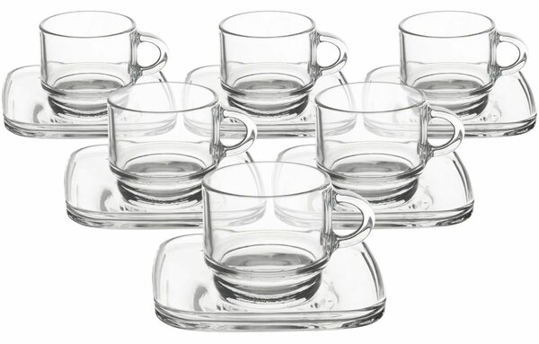 Orion Sada skleněných hrnků s podšálkem Cozy 6 ks, 0,091 ml, 91 ml