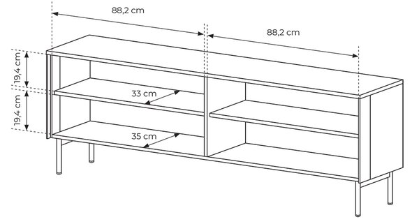 LUMI d | TV stolek RTV 181 4D + LED | 181 cm | dub dunin/černá