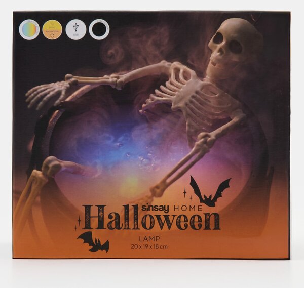 Sinsay - Halloweenská LED dekorace - kostlivec v kotlíku - černá