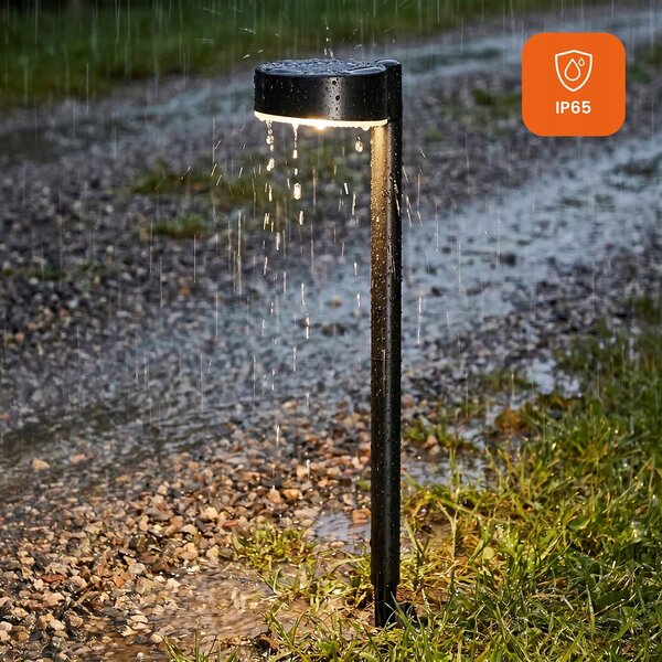 Černé LED solární zápichové svítidlo, IP65, 100 lm, teplá bílá