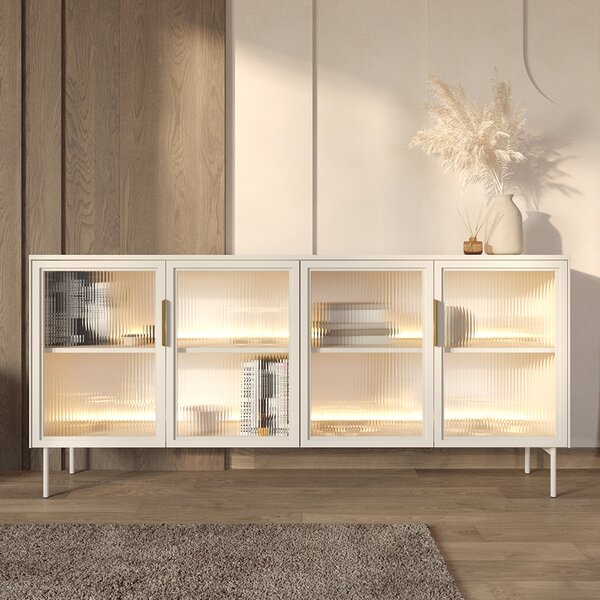 LUMI k | komoda 181 4D + LED | 181 cm | kašmír/zlatá