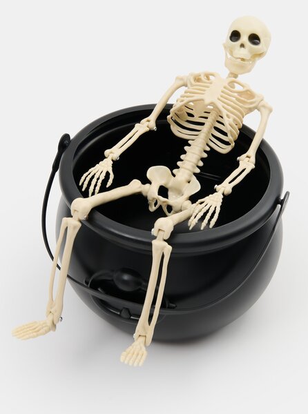 Sinsay - Halloweenská LED dekorace - kostlivec v kotlíku - černá