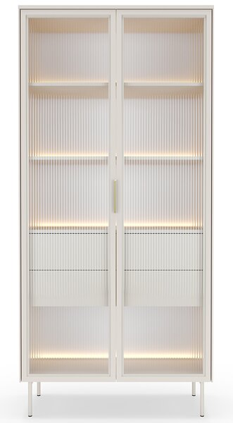 LUMI k | vysoká vitrína 91 2D2S + LED | 91,5 cm | kašmír/zlatá