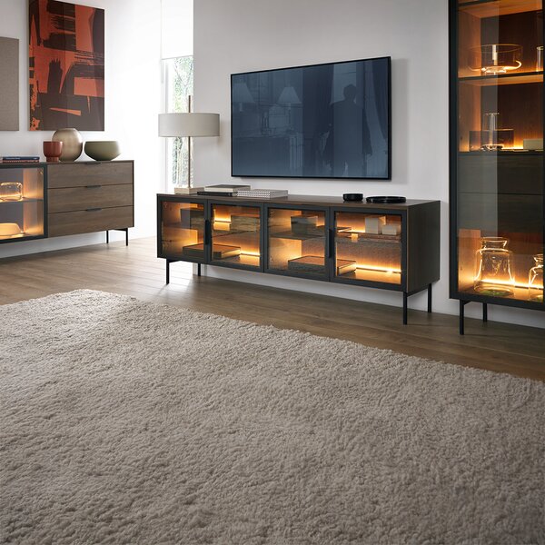 LUMI d | TV stolek RTV 181 4D + LED | 181 cm | dub dunin/černá