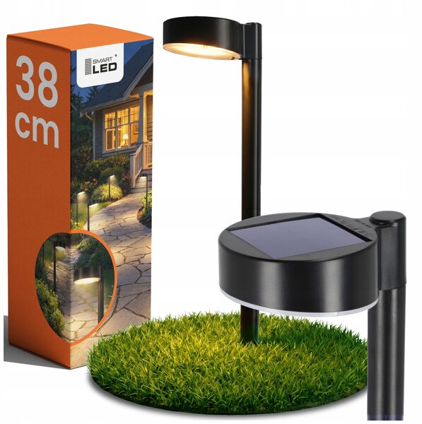Černé LED solární zápichové svítidlo, IP65, 100 lm, teplá bílá
