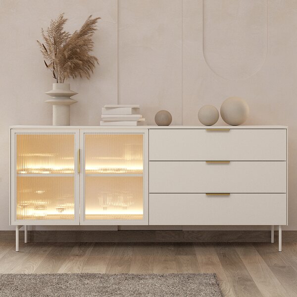 LUMI k | komoda 181 2D3S + LED | 181 cm | kašmír/zlatá