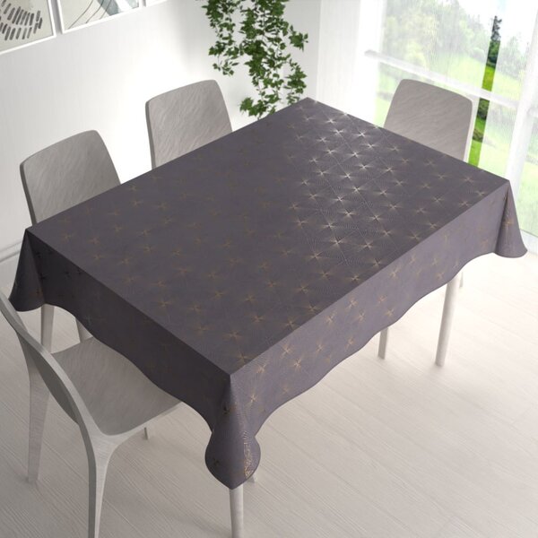 Biante Sametový obdélníkový ubrus Isabela IBL-003 Rose Gold trojúhelníky na šedém 50x100 cm
