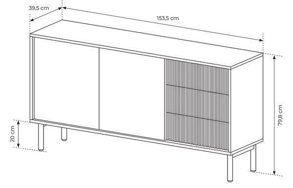 TAVO d | komoda 153 2D3S | 153,5 cm | dub cremona