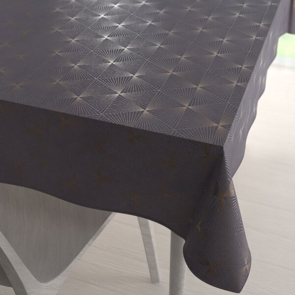 Biante Sametový obdélníkový ubrus Isabela IBL-003 Rose Gold trojúhelníky na šedém 50x100 cm
