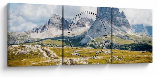 Obraz - Italské Dolomity (s hodinami) (90x30 cm)