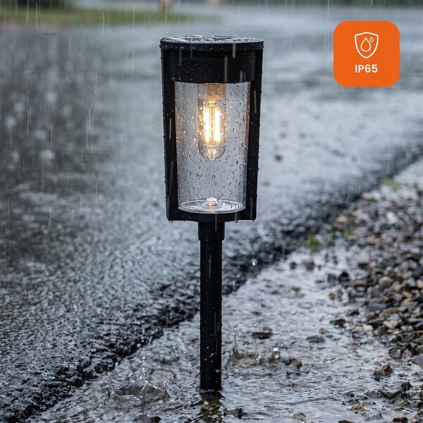 Černé LED solární zápichové svítidlo, IP65, 100 lm, teplá bílá