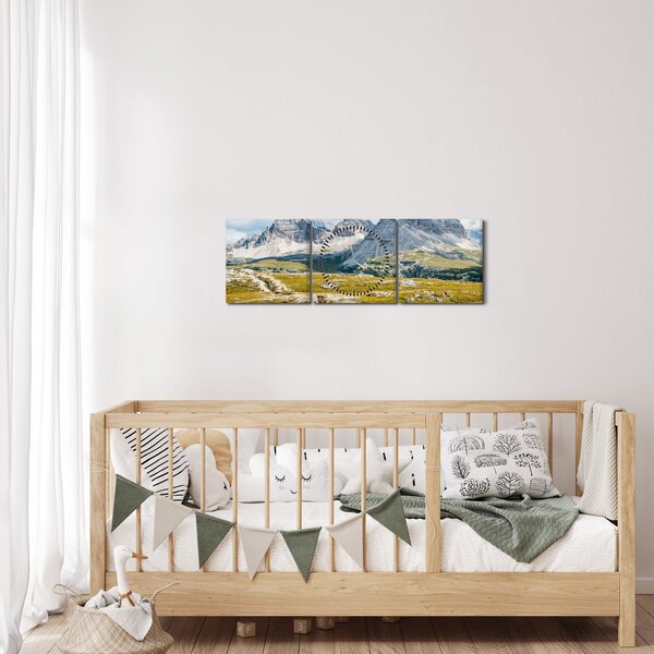 Obraz - Italské Dolomity (s hodinami) (90x30 cm)