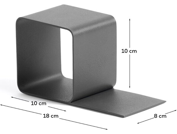 Kave Home Černá kovová zarážka na knihy Mistra 10 cm