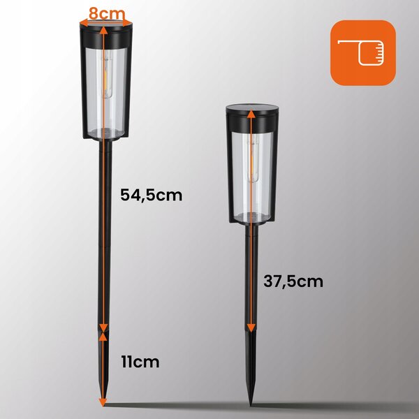 Černé LED solární zápichové svítidlo, IP65, 100 lm, teplá bílá