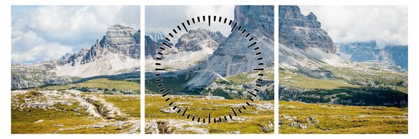 Obraz - Italské Dolomity (s hodinami) (90x30 cm)