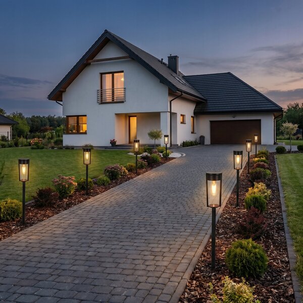 Černé LED solární zápichové svítidlo, IP65, 100 lm, teplá bílá